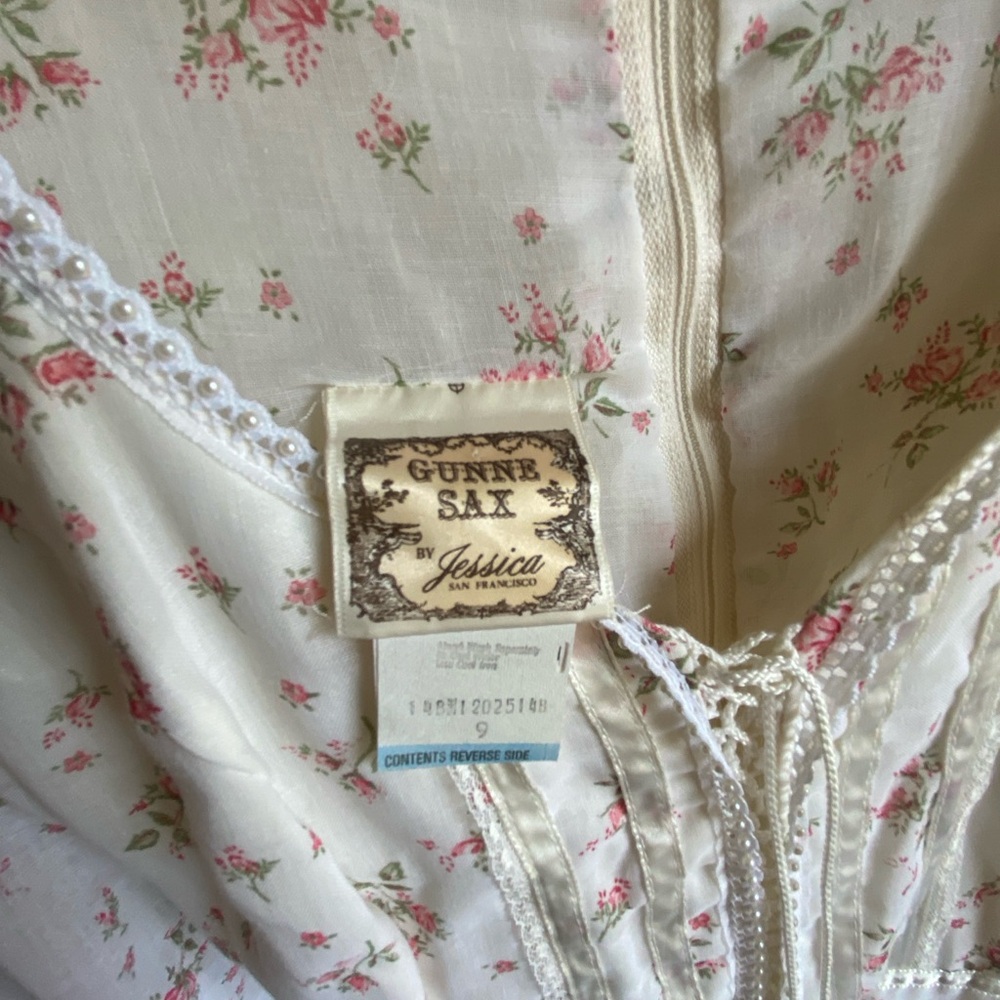 Gunne Sax Cream and Pink Floral Dress - Picture 4 of 7